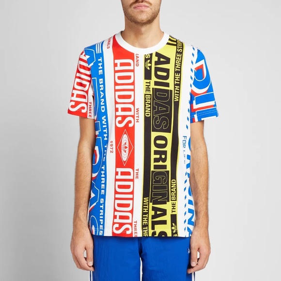 ADIDAS Multi-Scarf Mens T-Shirt Colorblock Logo Size S - Picture 3 of 5